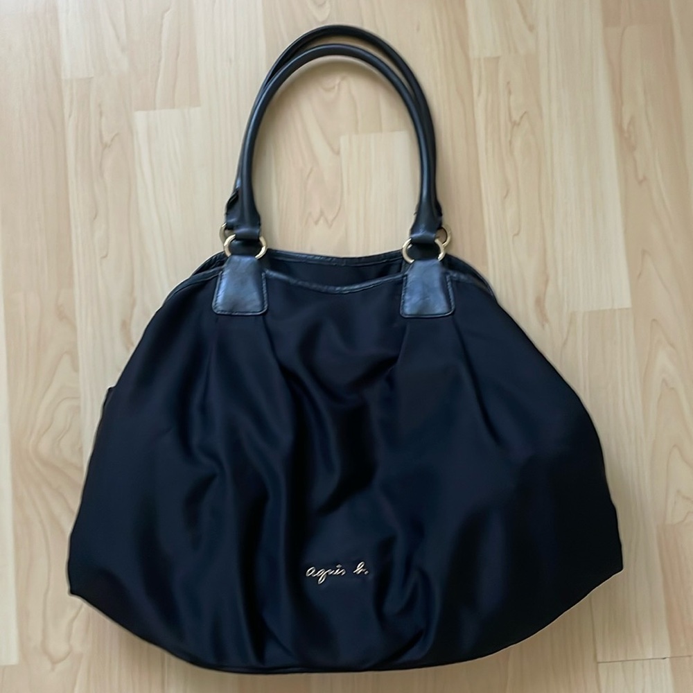 Agne B. Voyage Black nylon shoulder bag
